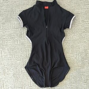 Yumiko Leotard- Black With Light Gray Trim